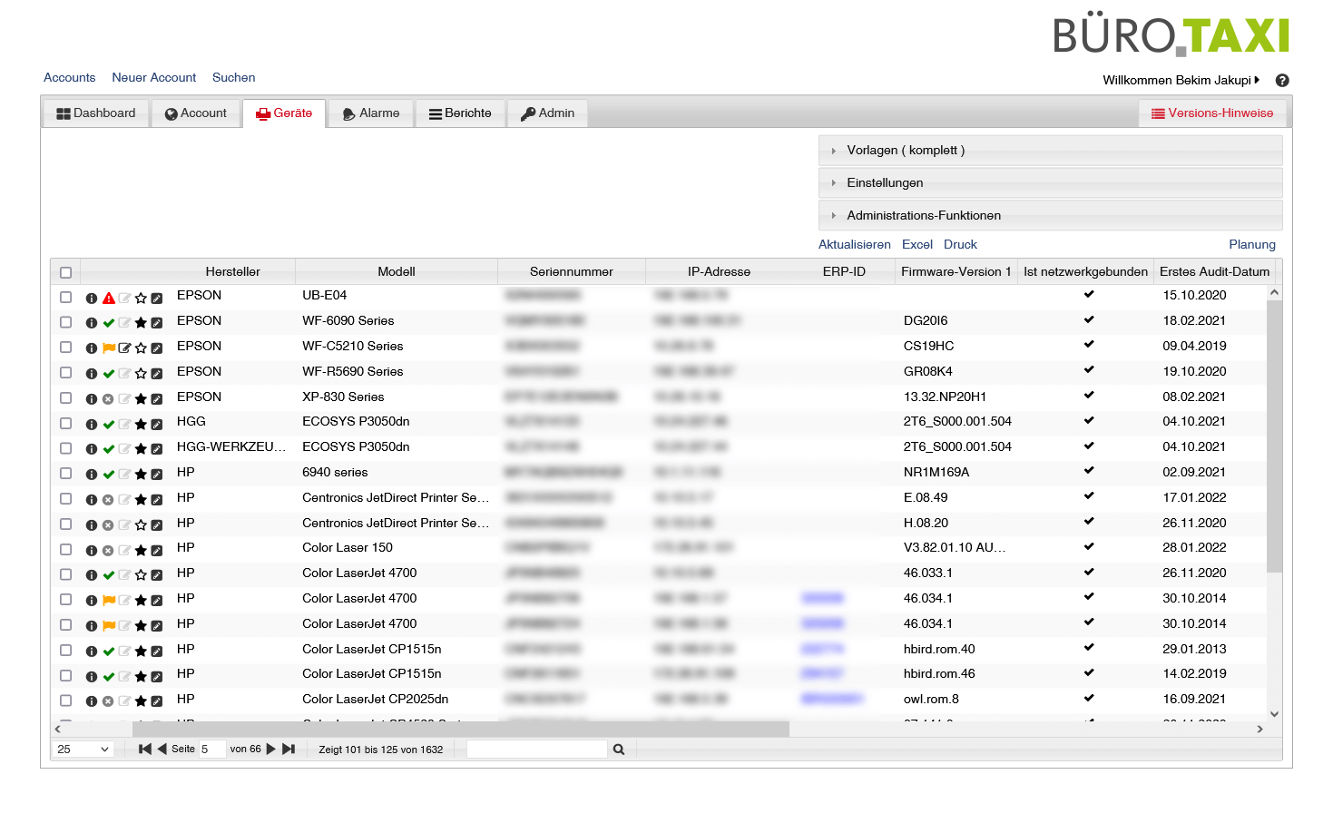 MPS Software Geräteübersicht